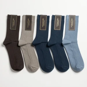 Premium Men’s Ribbed Crew Socks (5-Pack)